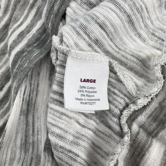 Hang Ten Gray and White Striped Sheer Cotton Beach Cover Hoodie Women's Size L - Picture 4 of 8